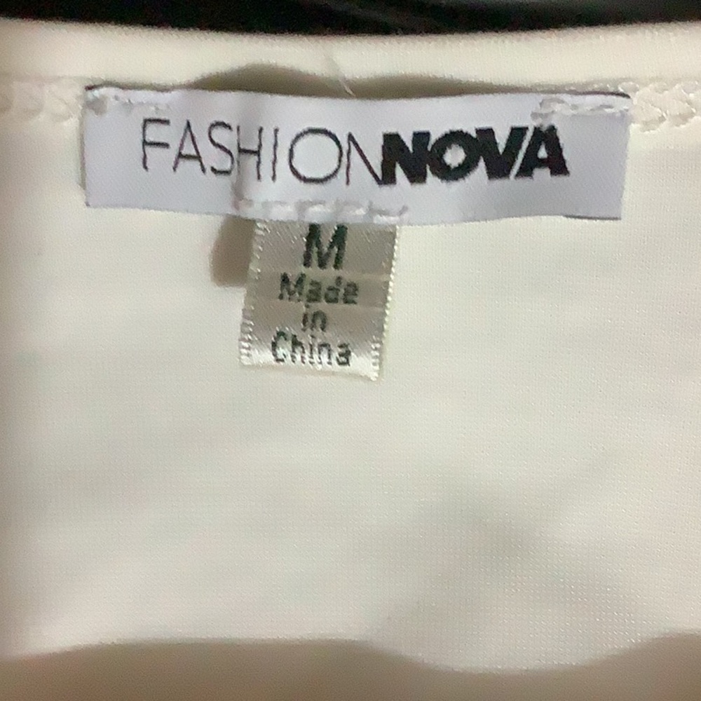 Fashion Nova White Peplum Cut Out Bodysuit - Picture 7 of 8